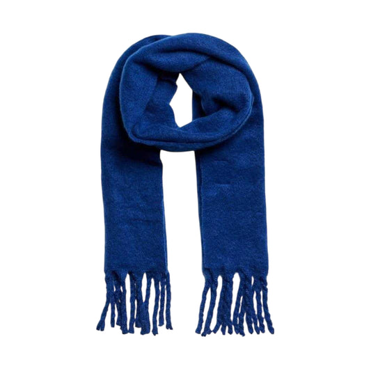 Blue - Front - Pieces Womens-Ladies Fringe Textured Scarf