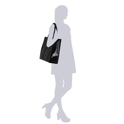 Black - Side - Ted Baker Croccon Large Tote Bag