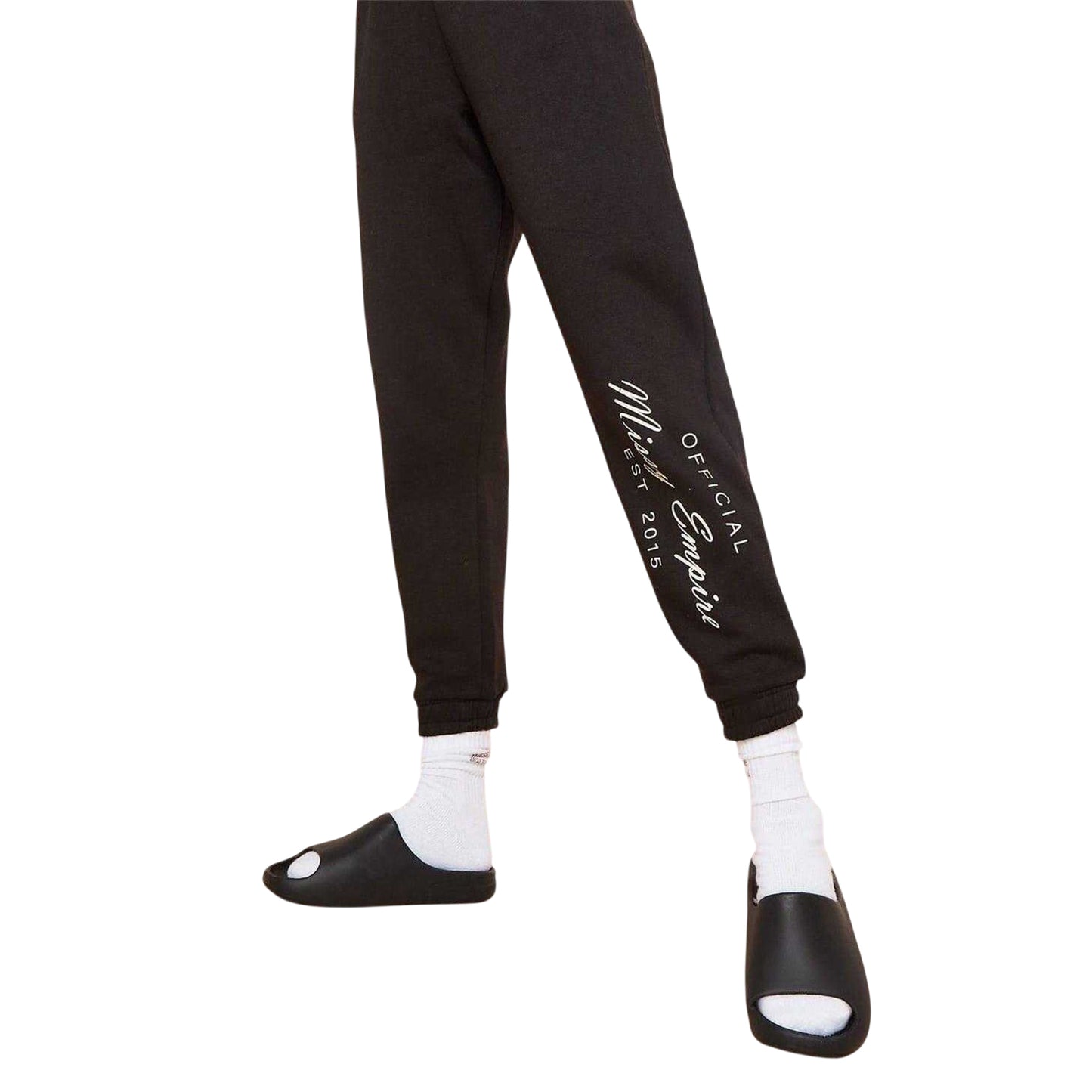 Black - Front - Missy Empire Womens-Ladies Slogan Joggers