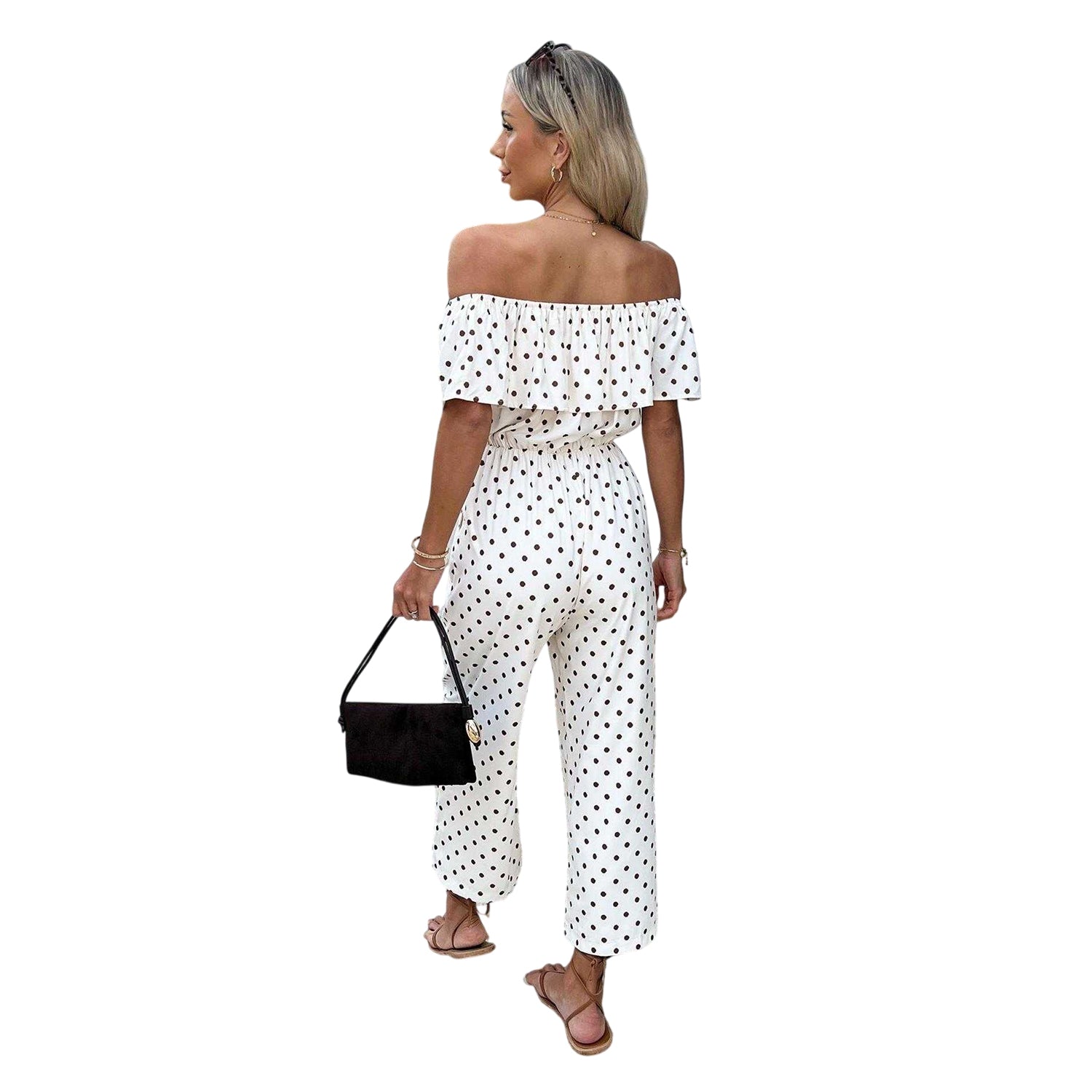 Cream - Back - AX Paris Womens-Ladies Bardot Jumpsuit