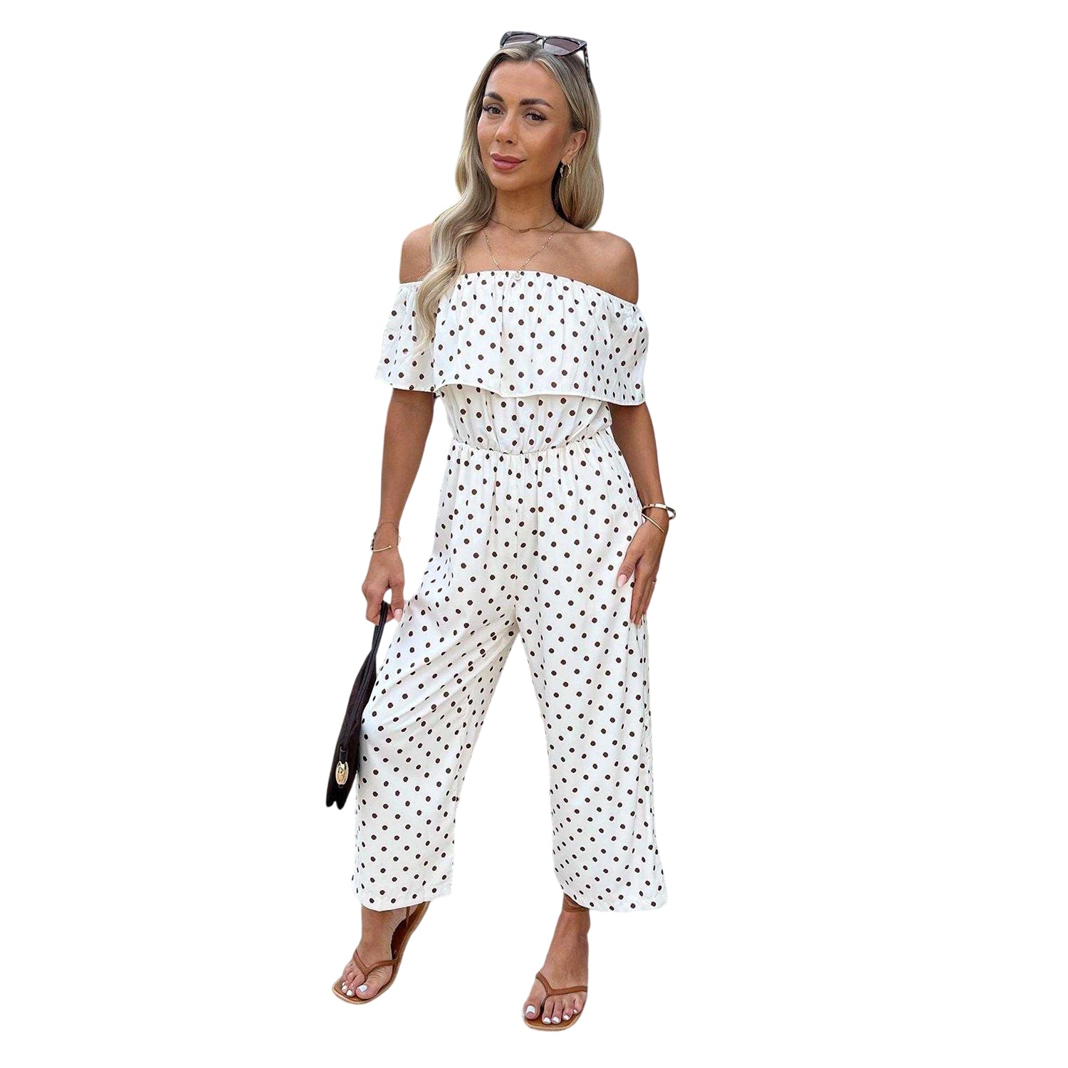 Cream - Front - AX Paris Womens-Ladies Bardot Jumpsuit