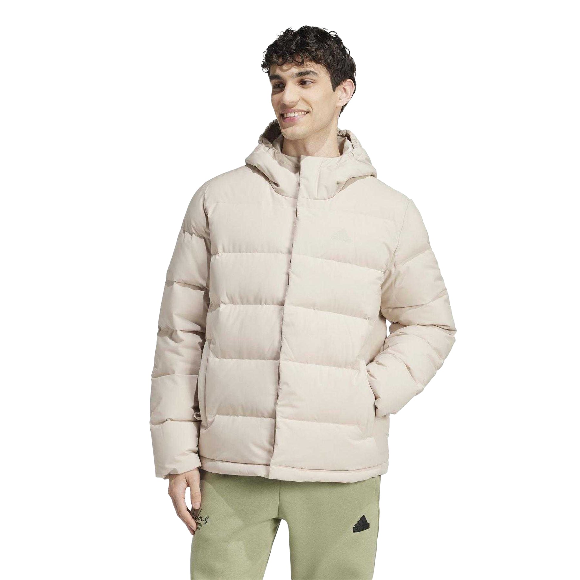 Beige - Side - Adidas Mens Helionic Hooded Jacket