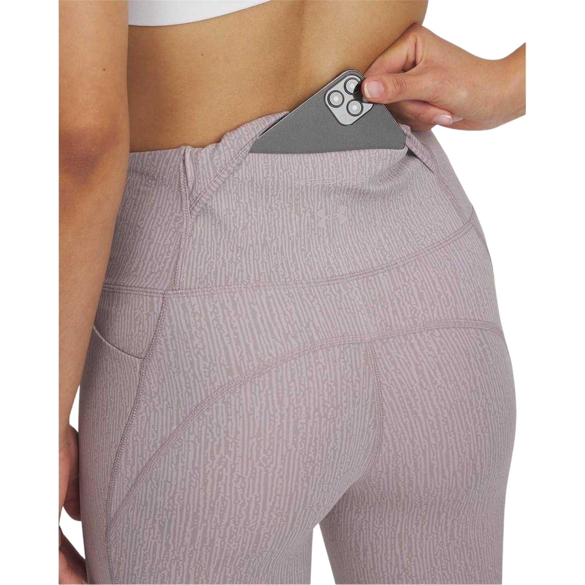 Frost Gray - Side - Under Armour Womens-Ladies Launch Elite Abstract Leggings