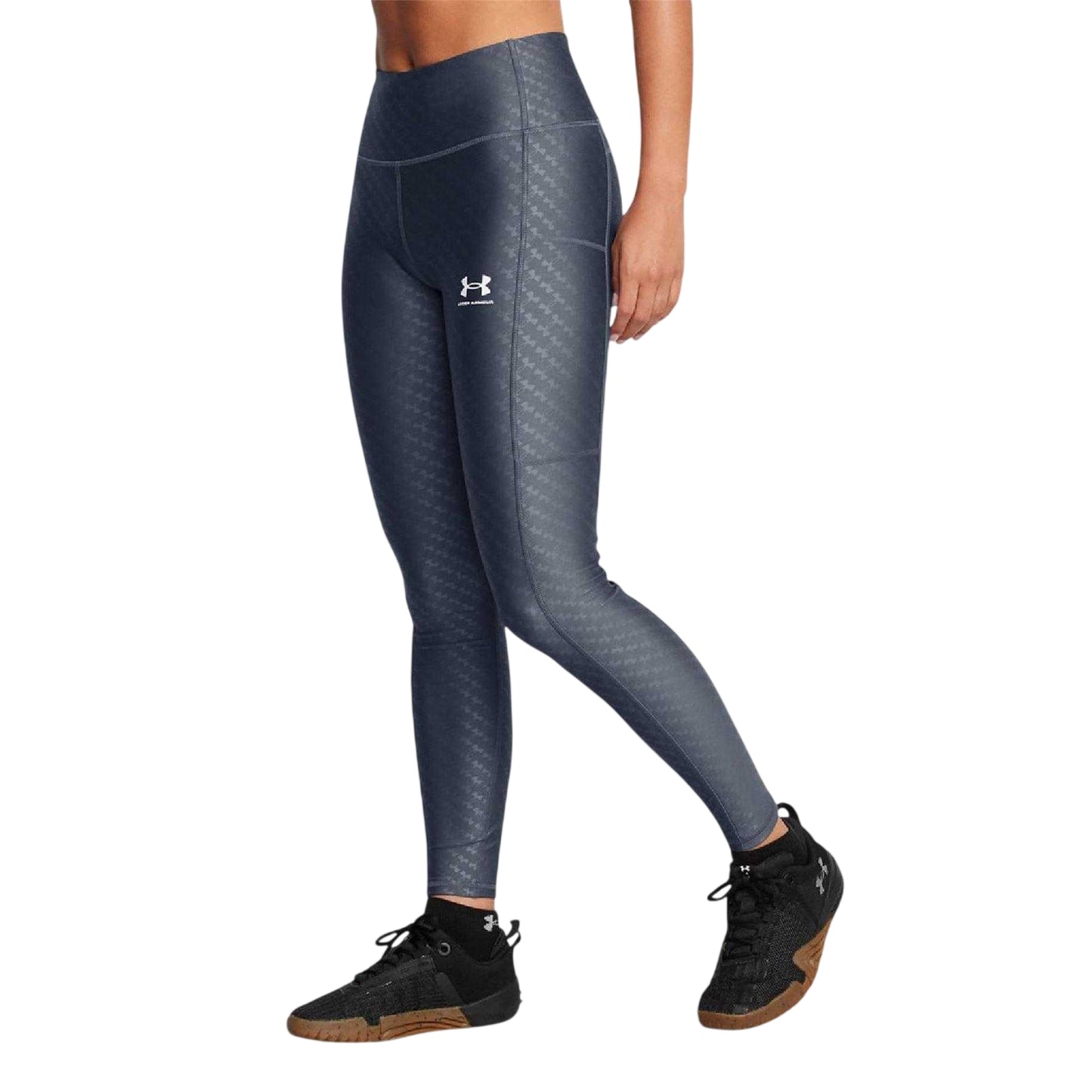 Grey - Side - Under Armour Womens-Ladies HeatGear Leggings