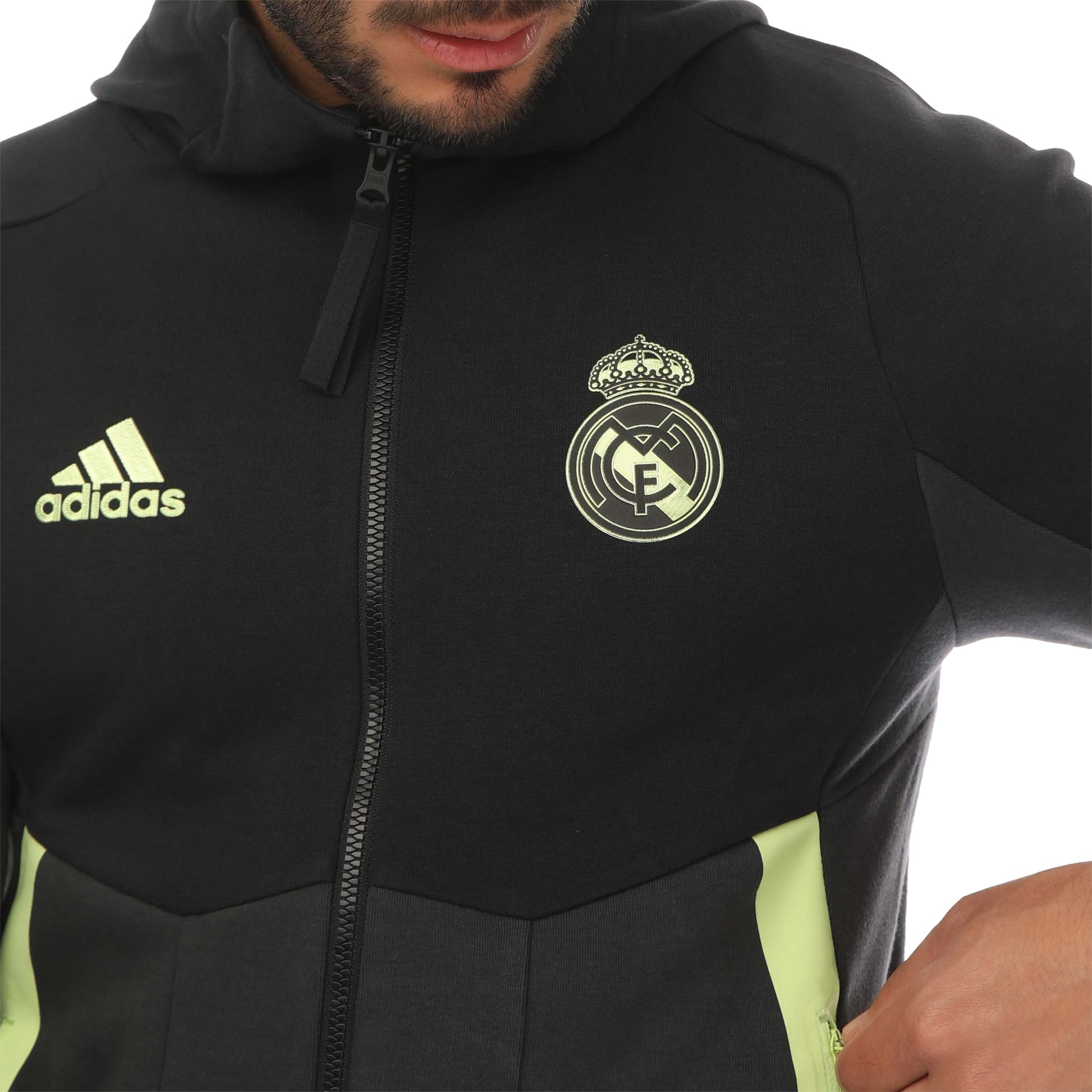Black - Side - Adidas Mens Real Madrid CF Anthem Jacket