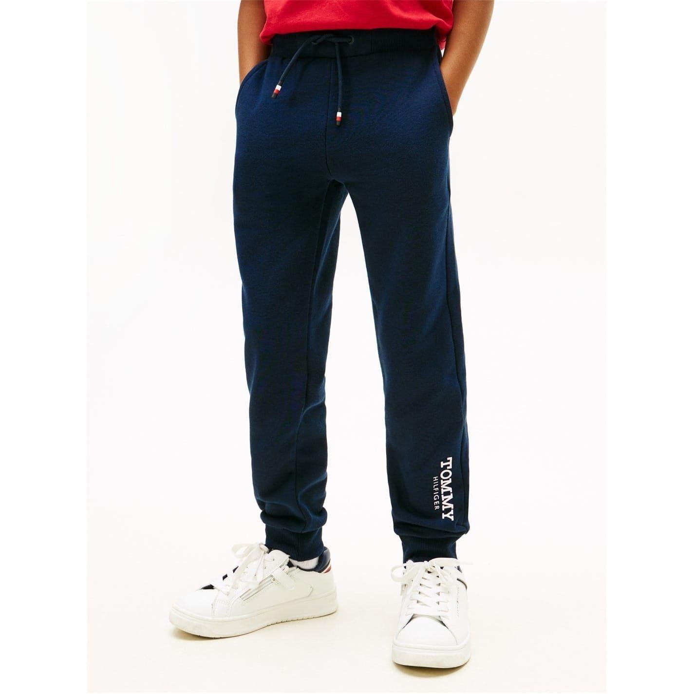 Navy - Back - Tommy Hilfiger Childrens-Kids Slim Joggers