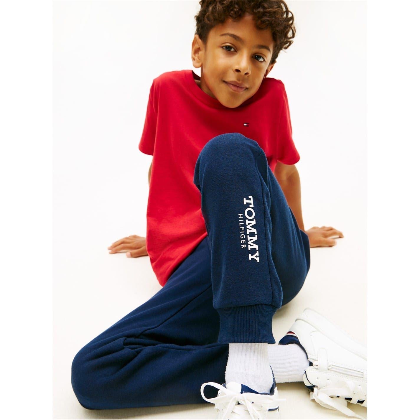 Navy - Side - Tommy Hilfiger Childrens-Kids Slim Joggers
