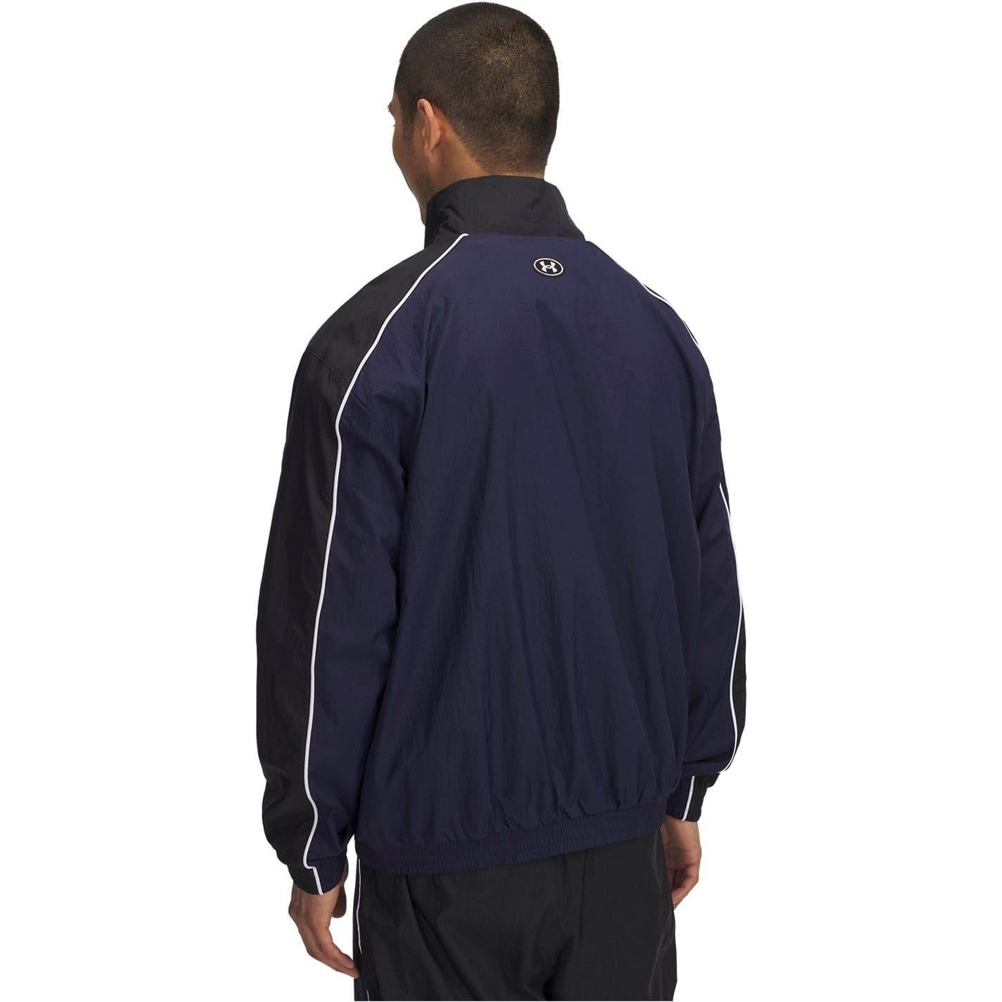 Black - Back - Under Armour Mens Colour Block Contrast Piping Raglan Track Jacket