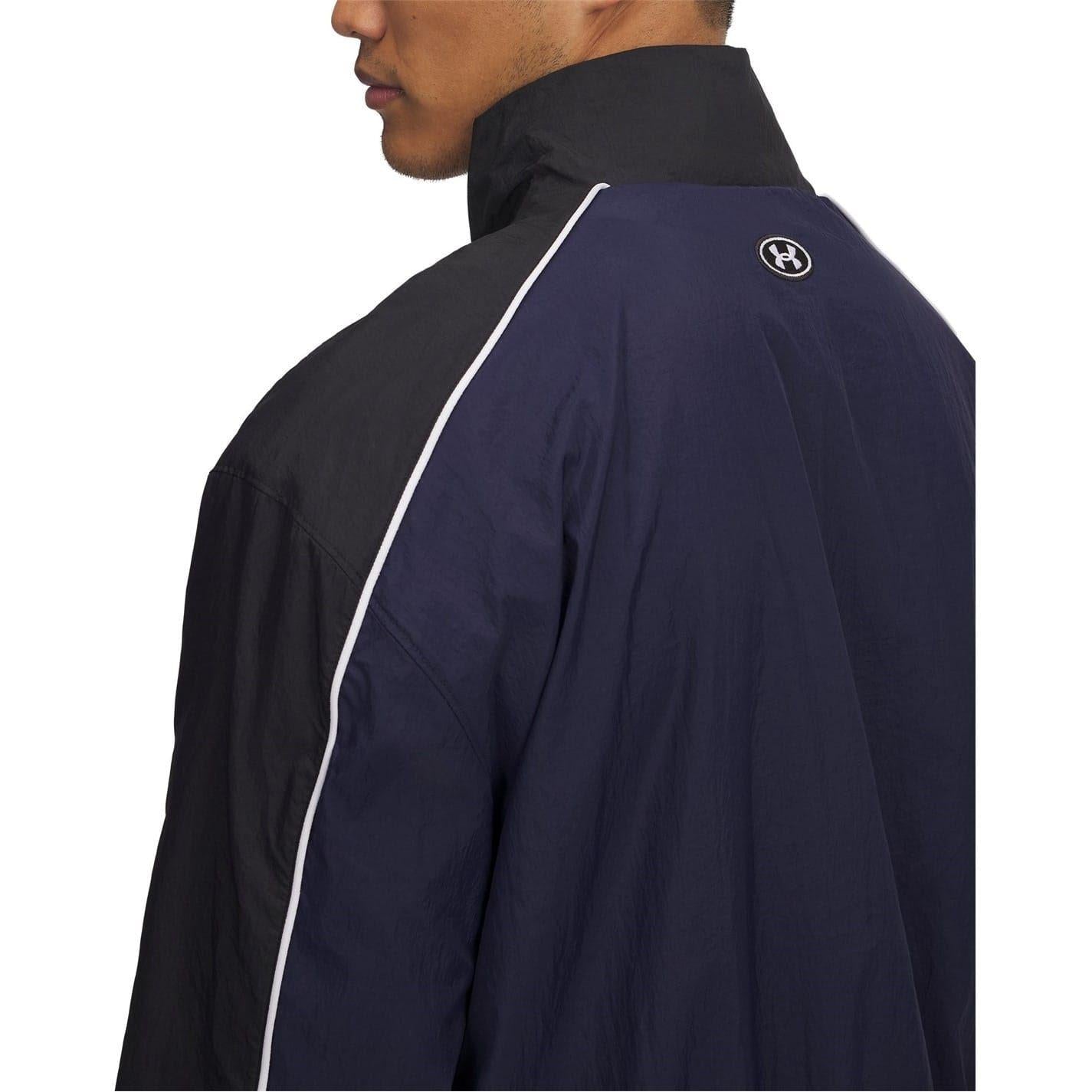Black - Side - Under Armour Mens Colour Block Contrast Piping Raglan Track Jacket