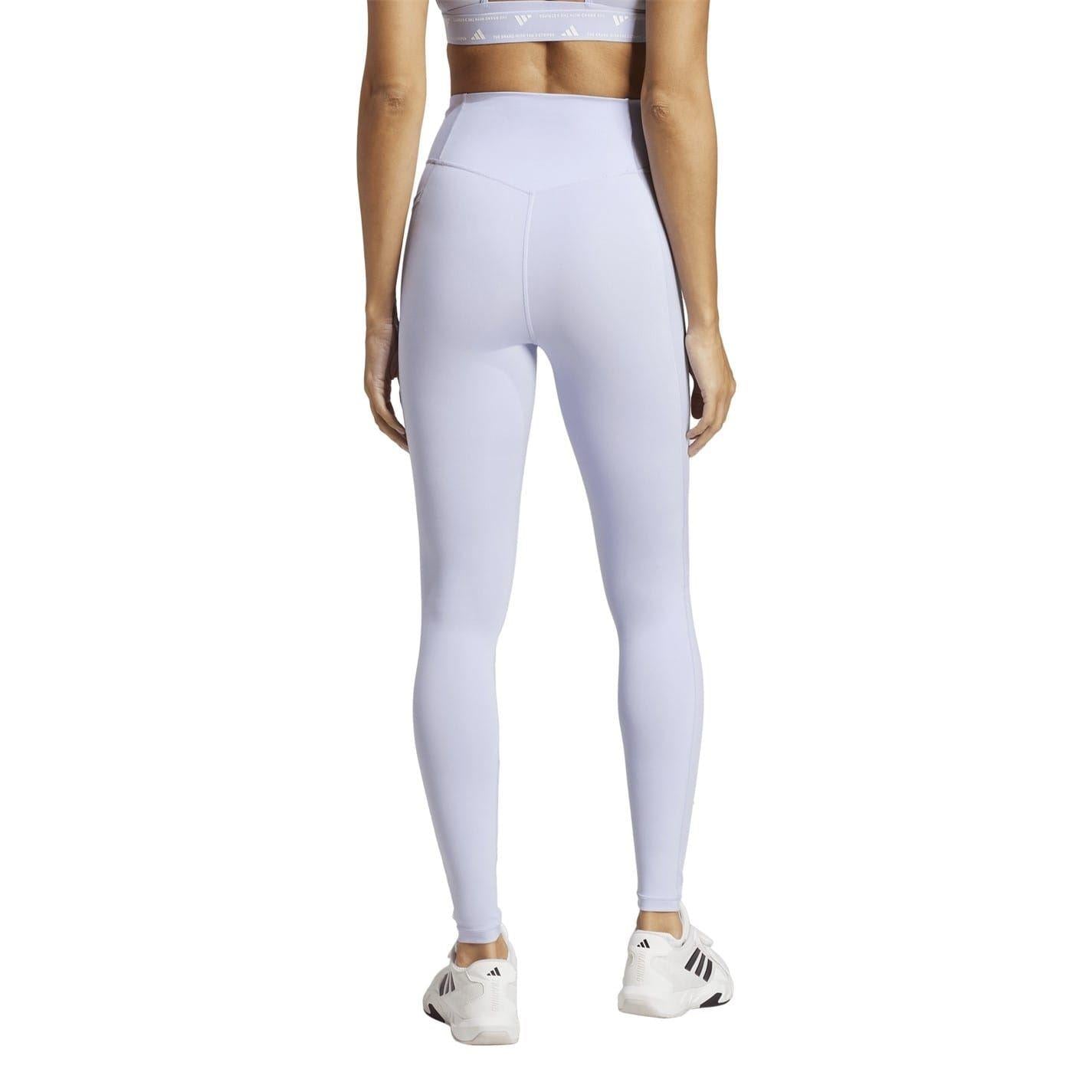 Violet-White - Back - Adidas Womens-Ladies Optime Shaping Leggings