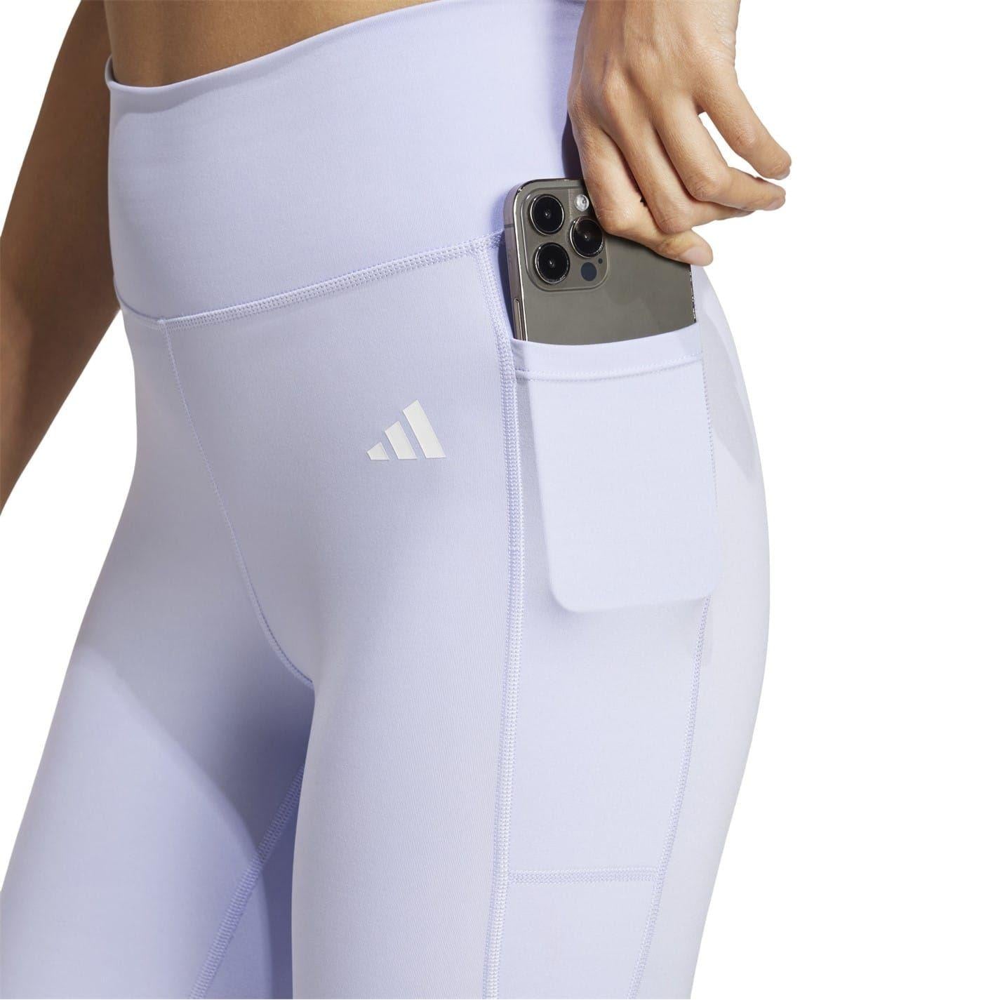 Violet-White - Side - Adidas Womens-Ladies Optime Shaping Leggings