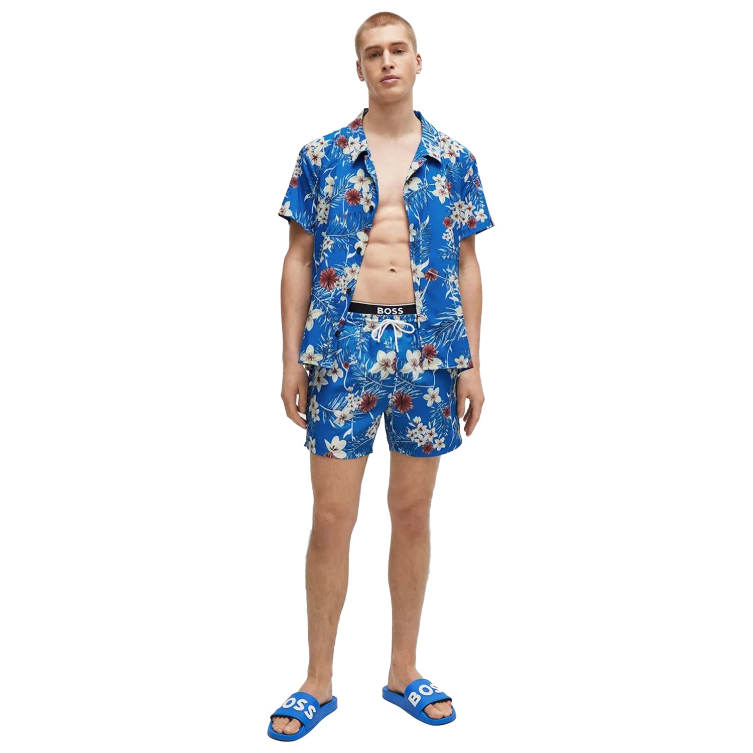 Blue - Front - Boss Mens Italian-Made Sliders