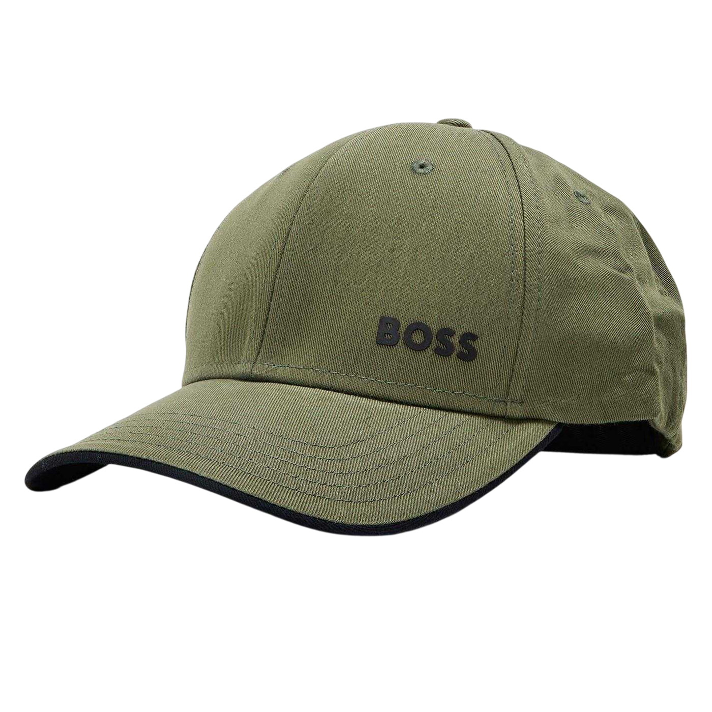 Khaki Green - Front - Boss Bold Monotone Logo Curved Peak Baseball Cap