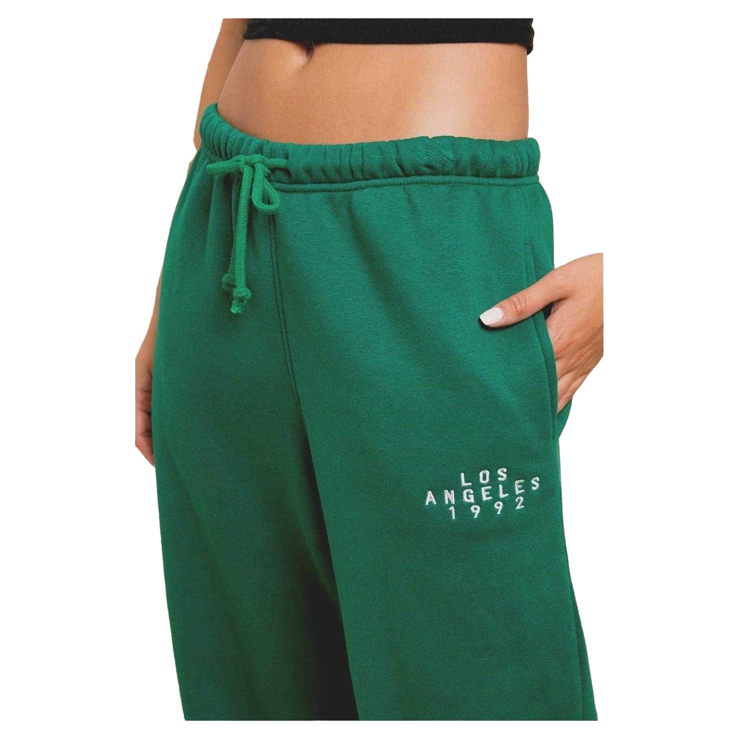 Forest Green - Side - Daisy Street Womens-Ladies LA Joggers