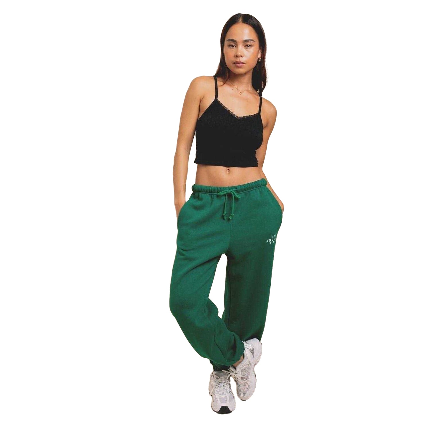 Forest Green - Pack Shot - Daisy Street Womens-Ladies LA Joggers