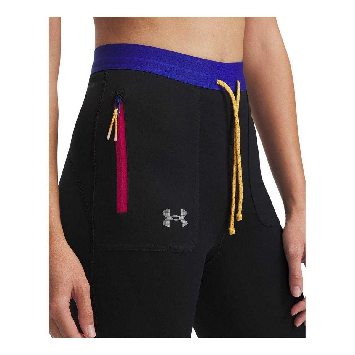 Black - Side - Under Armour Womens-Ladies Trail Run Leggings