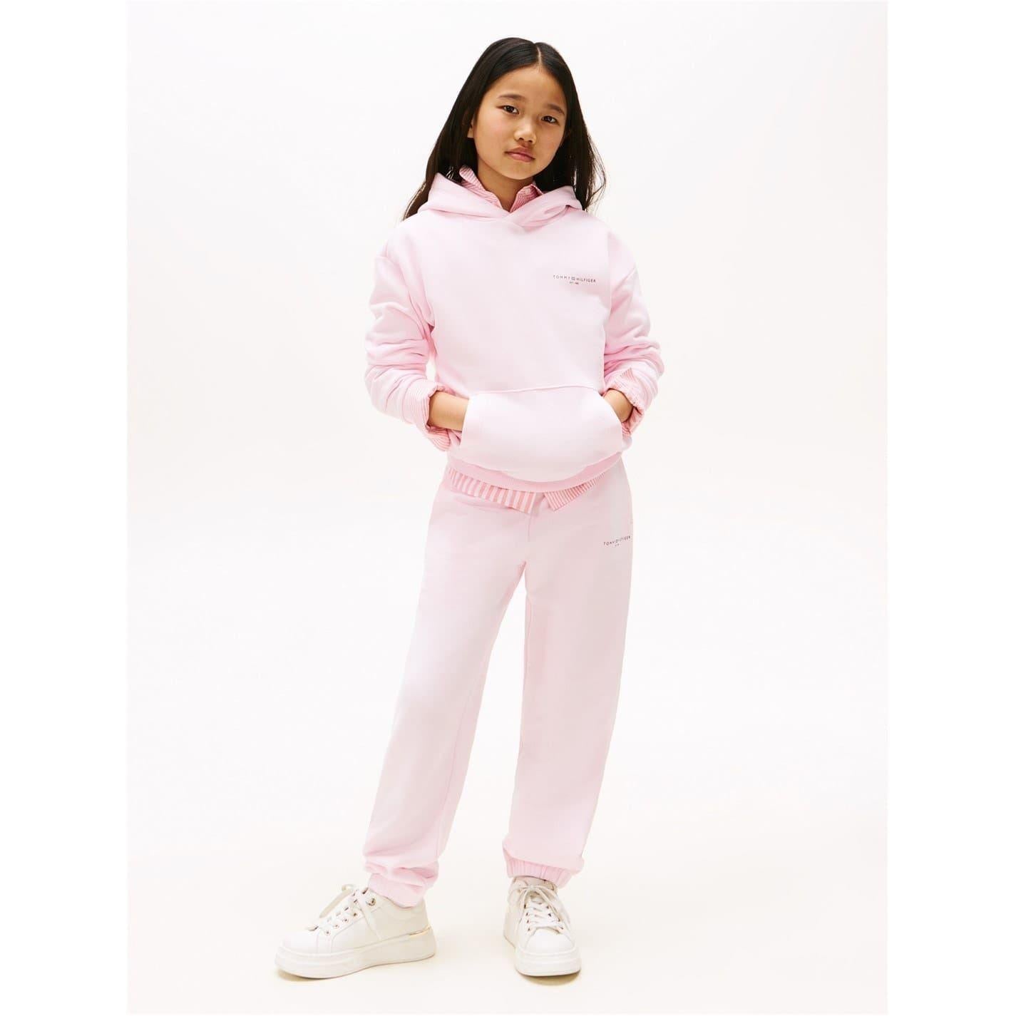 Light Pink - Side - Tommy Hilfiger Childrens-Kids Solid Regular Joggers