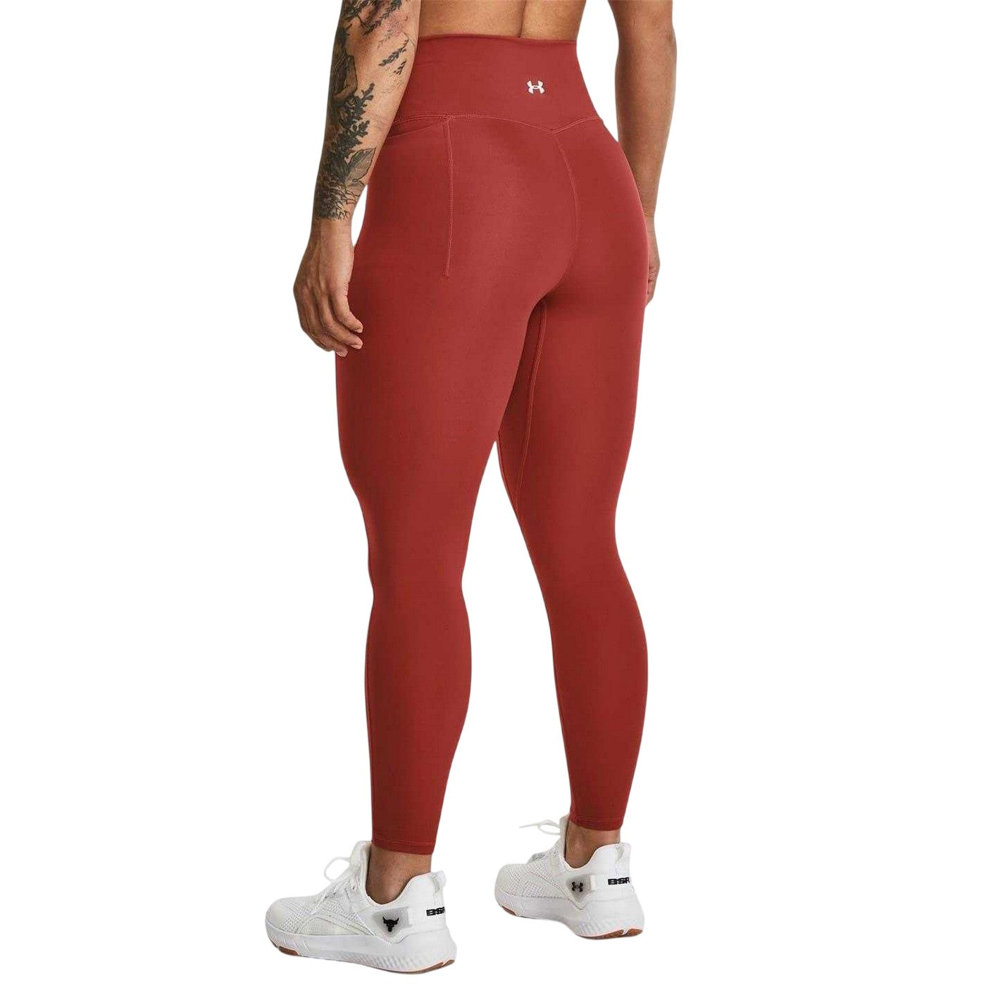 Red - Back - Under Armour Womens-Ladies Project Rock Crossover Leggings