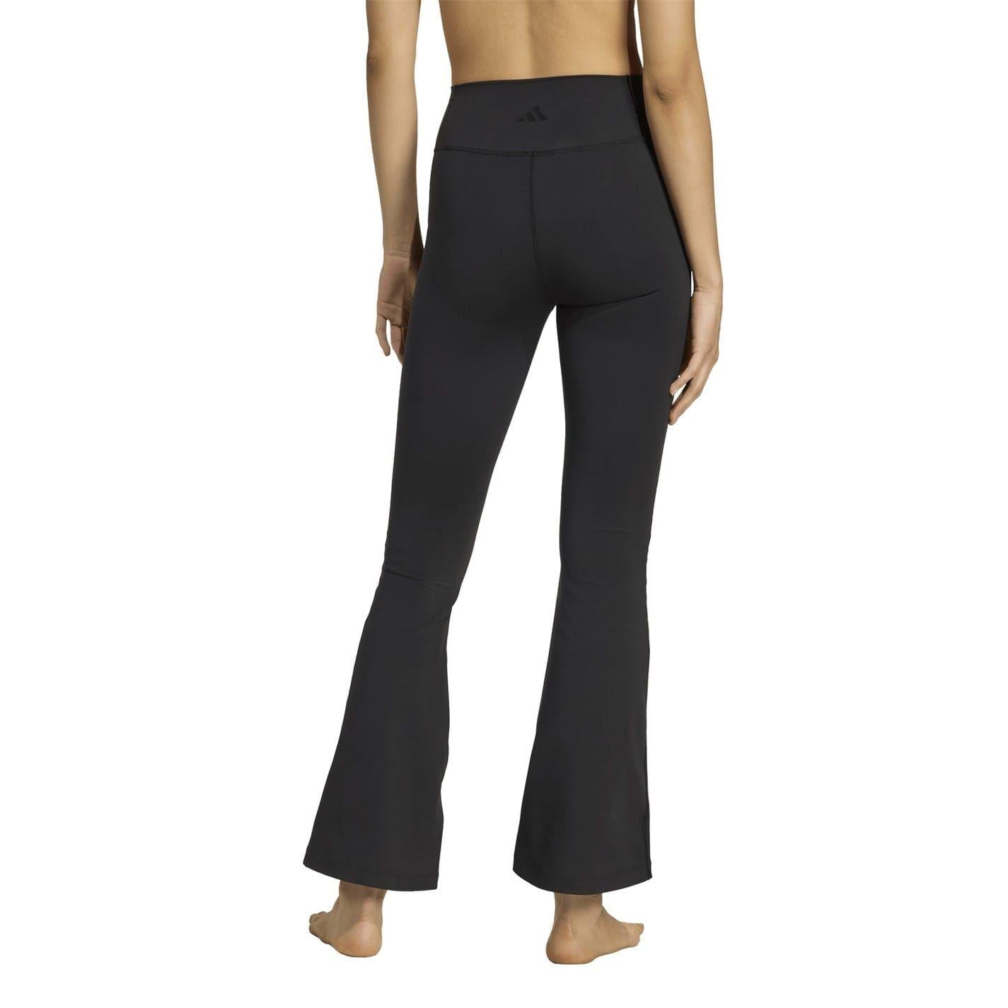 Black - Back - Adidas Womens-Ladies Essentials Flared Leggings