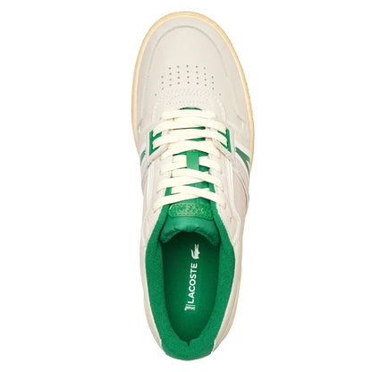 Off White-Green - Side - Lacoste Unisex Adult L001 Leather Trainers