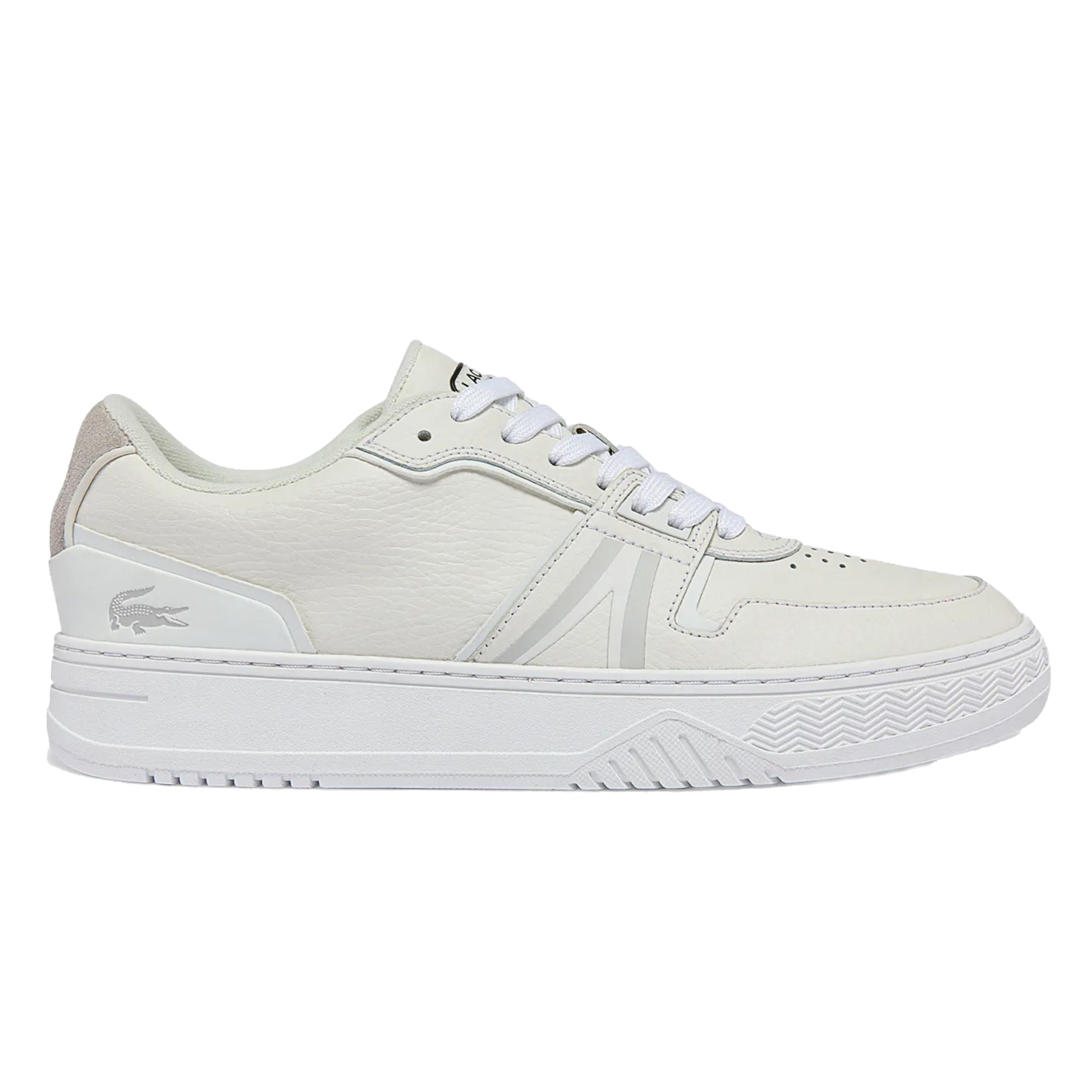 White - Front - Lacoste Mens L001 Leather Trainers