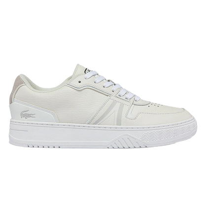 White - Front - Lacoste Mens L001 Leather Trainers