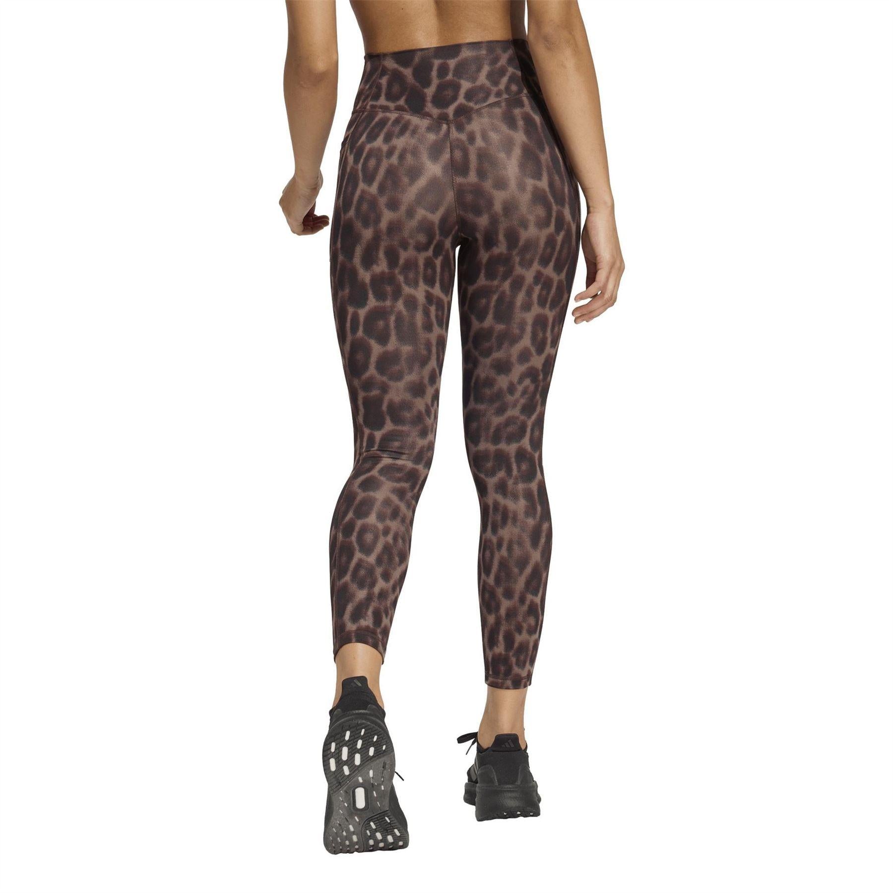Leopard - Back - Adidas Womens-Ladies Leopard Print Gym Leggings