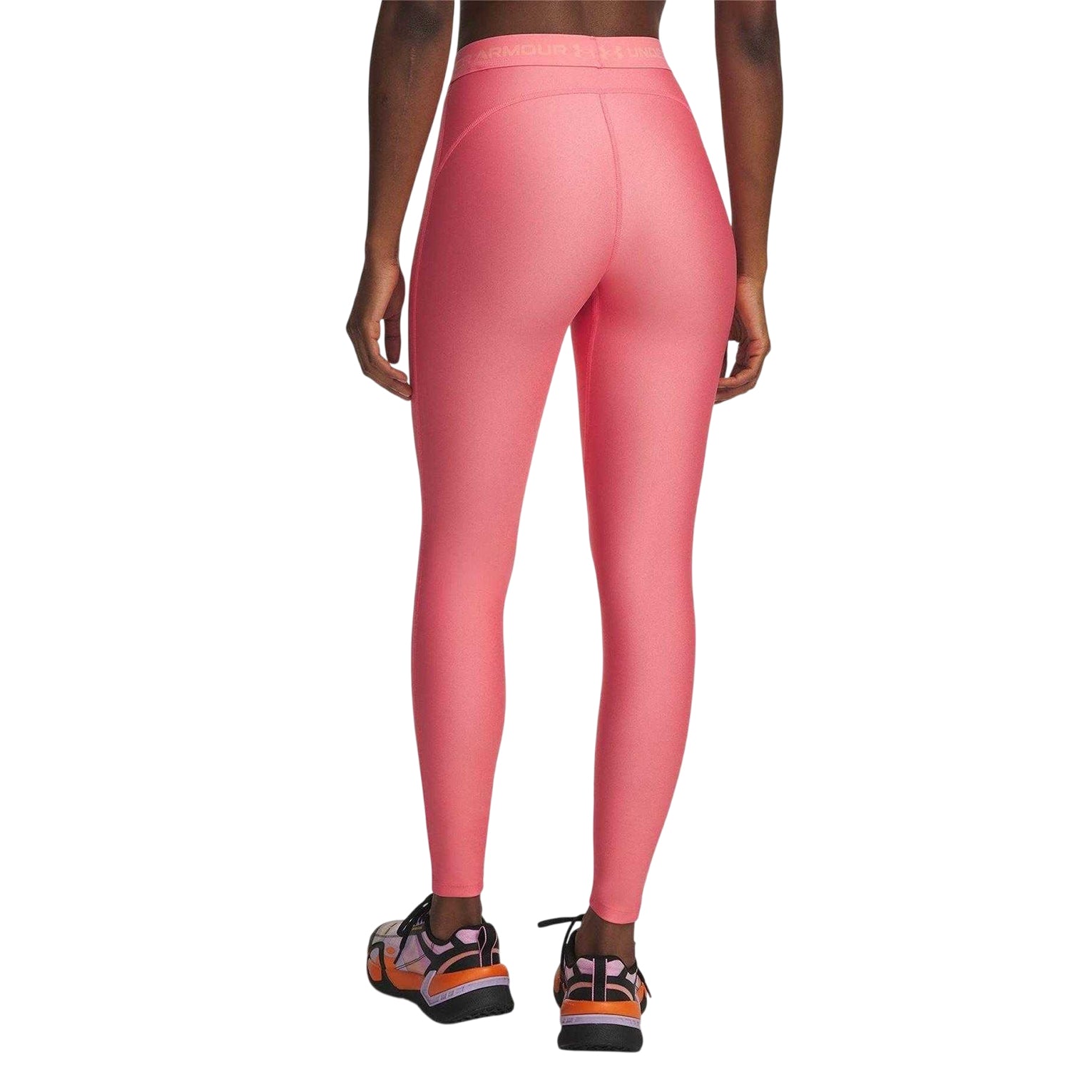 Pink - Back - Under Armour Womens-Ladies HeatGear Leggings