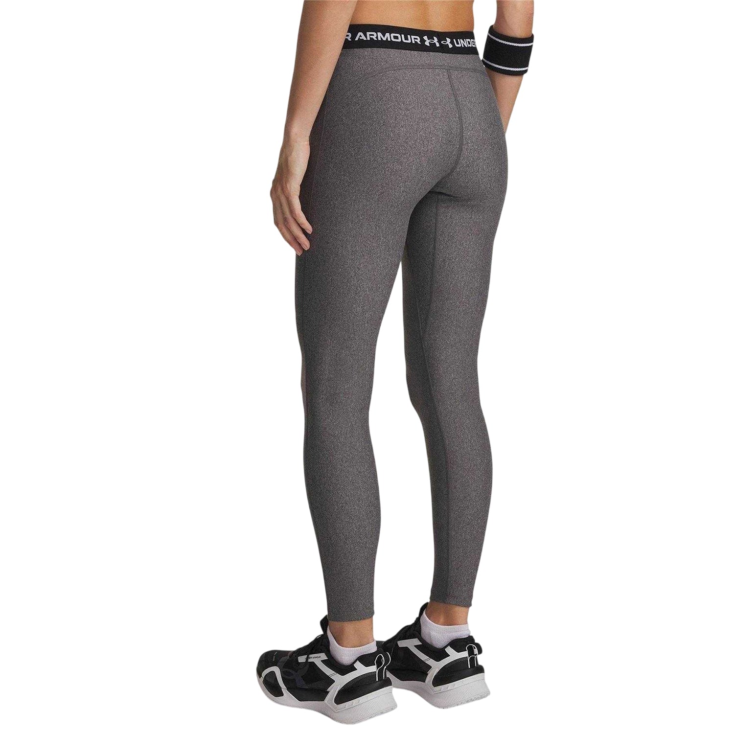 Charcoal-Black - Back - Under Armour Womens-Ladies HeatGear Leggings