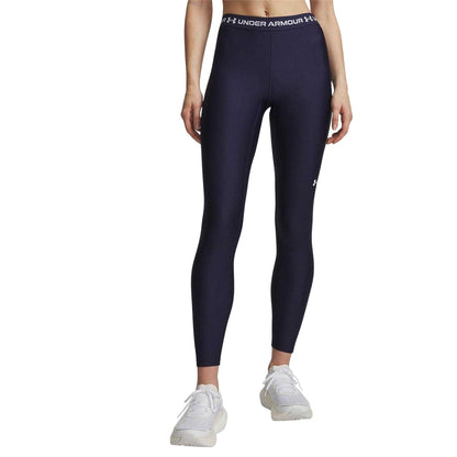 Mid Navy-White - Front - Under Armour Womens-Ladies HeatGear Leggings