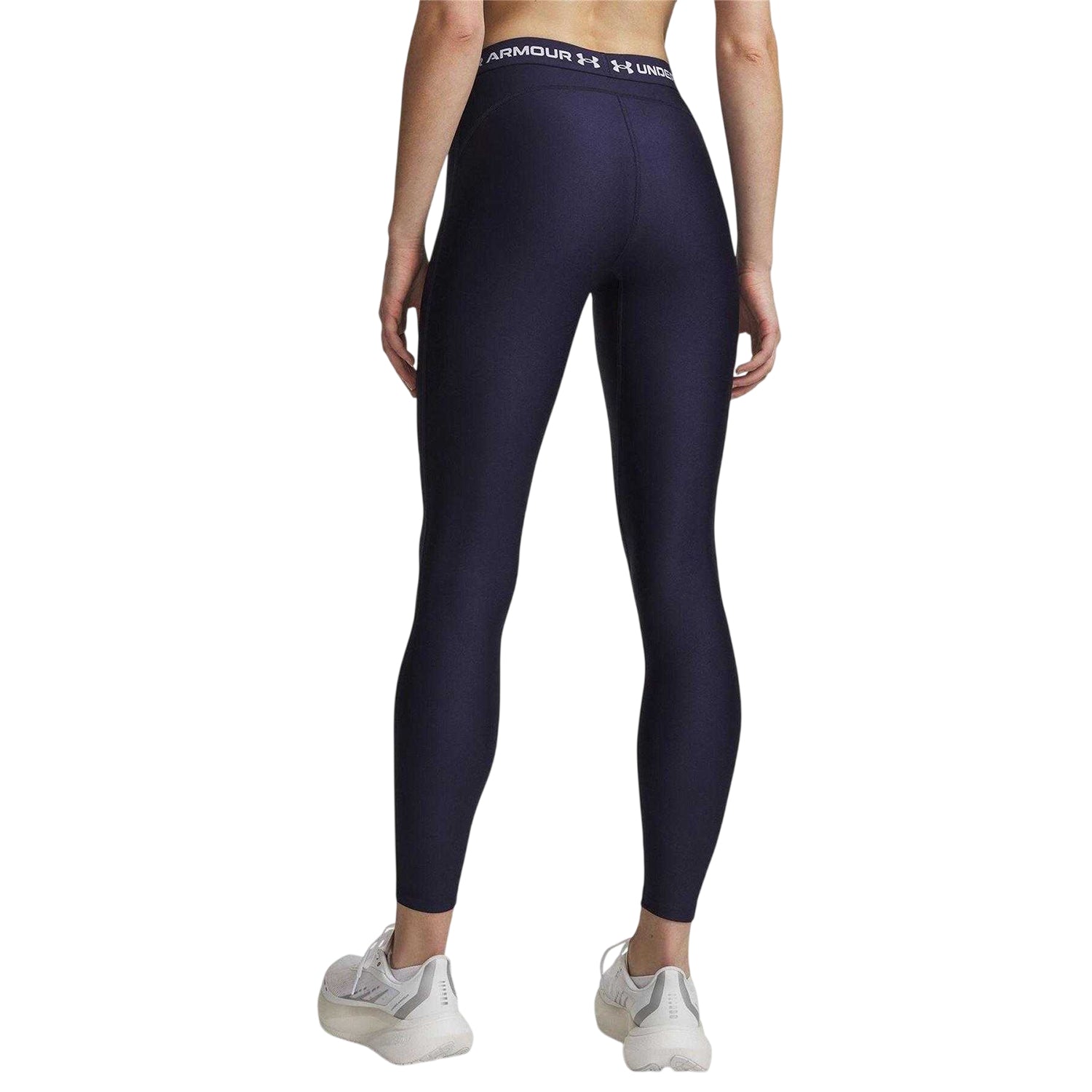 Mid Navy-White - Back - Under Armour Womens-Ladies HeatGear Leggings