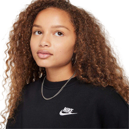 Black - Side - Nike Childrens-Kids Boxy Long-Sleeved Sweatshirt