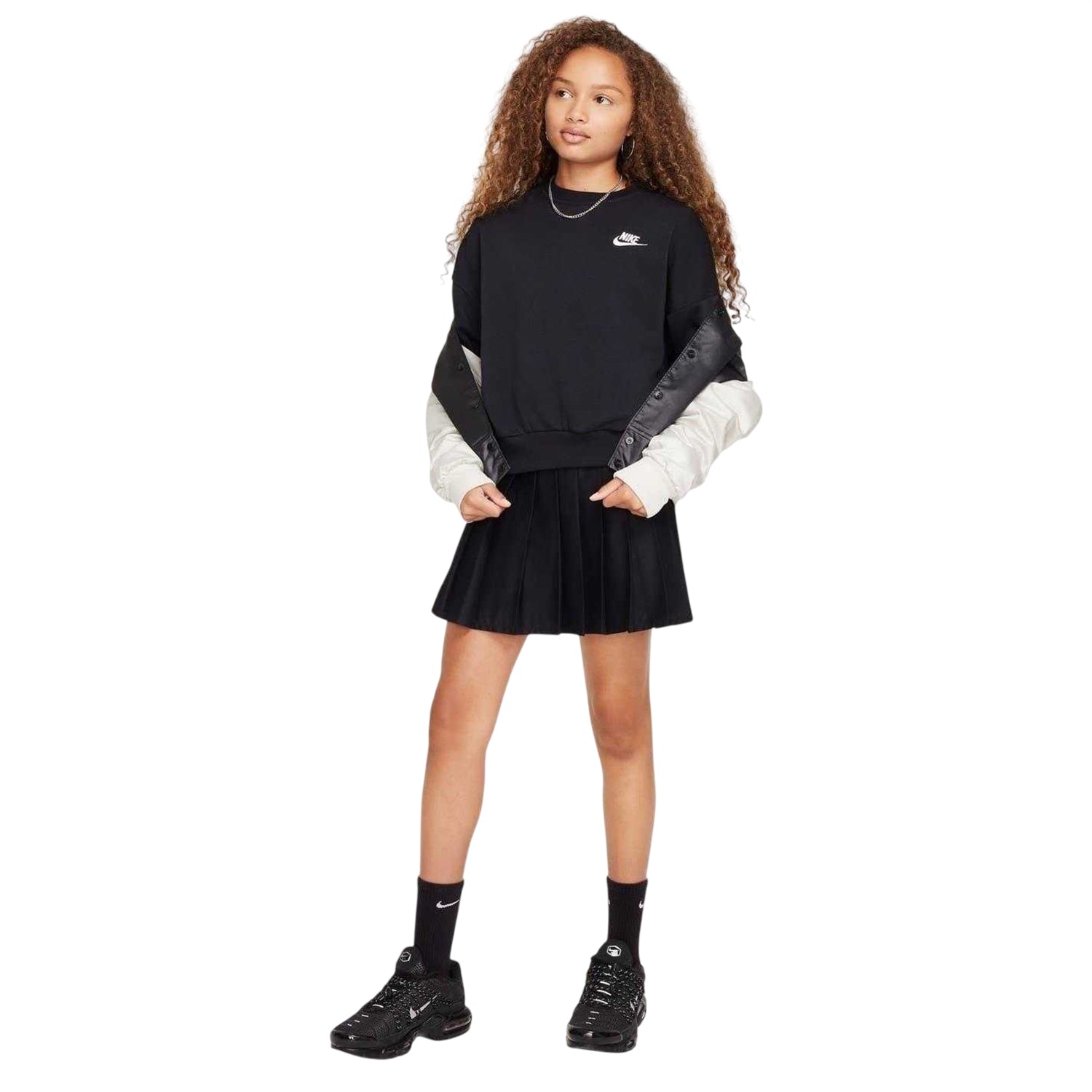 Black - Lifestyle - Nike Childrens-Kids Boxy Long-Sleeved Sweatshirt