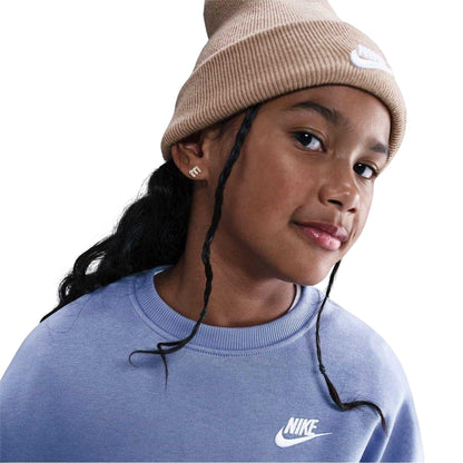 Indigo - Side - Nike Childrens-Kids Boxy Long-Sleeved Sweatshirt
