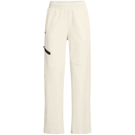 White - Front - Under Armour Womens-Ladies Unstoppable Woven Zip Pocket Relaxed Fit Joggers