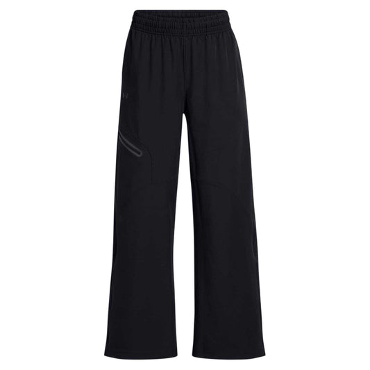 Black - Front - Under Armour Womens-Ladies Unstoppable Woven Zip Pocket Relaxed Fit Joggers