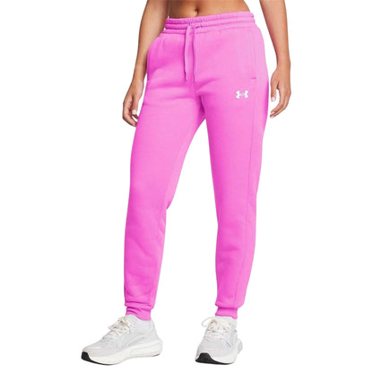 Purple - Side - Under Armour Womens-Ladies Rival Fleece Jogging Bottoms