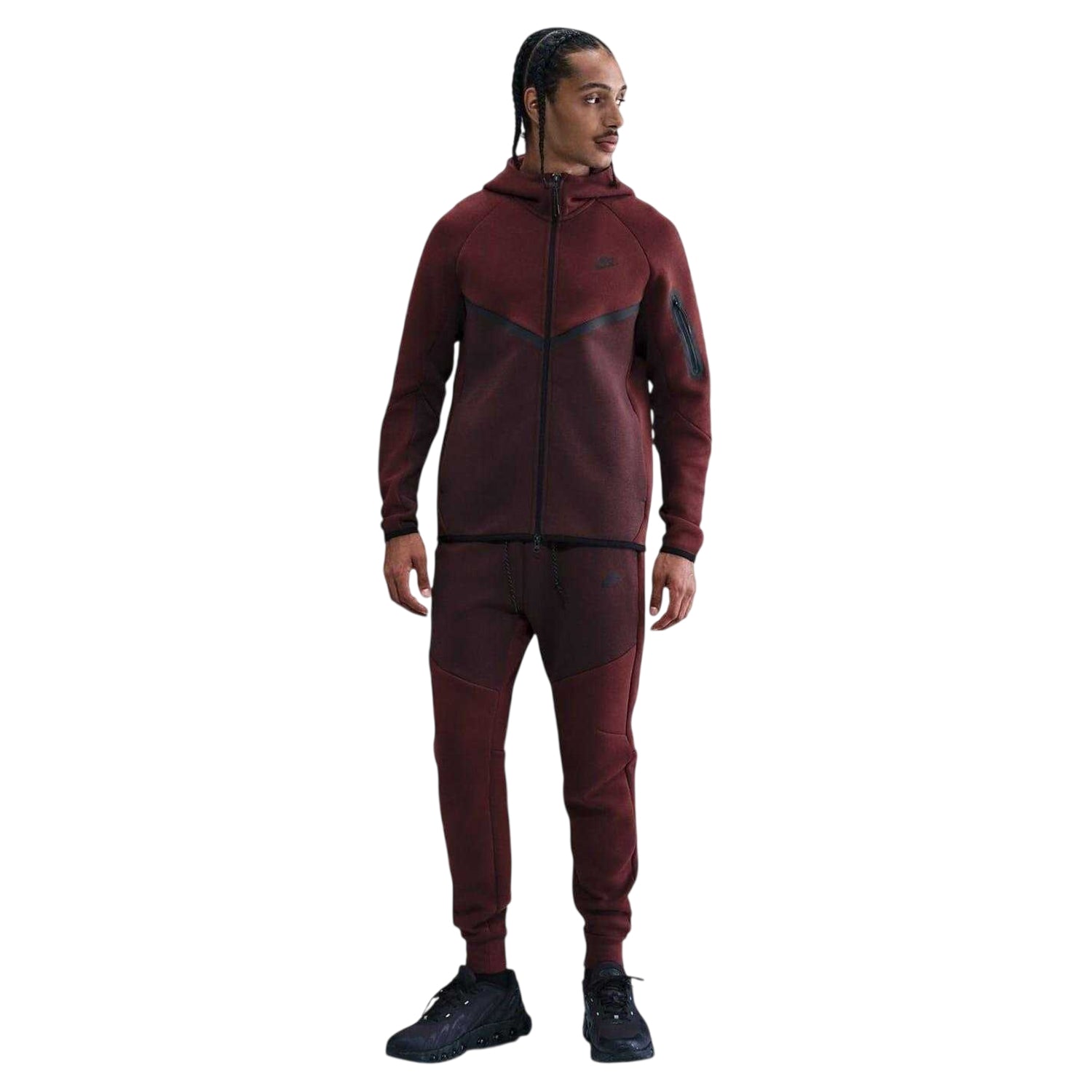 Red-Black - Side - Nike Mens Tech Tapered Joggers