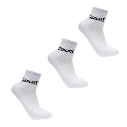 White - Front - Everlast Mens Quarter Socks (Pack of 3)