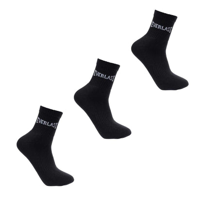 Black - Front - Everlast Mens Quarter Socks (Pack of 3)