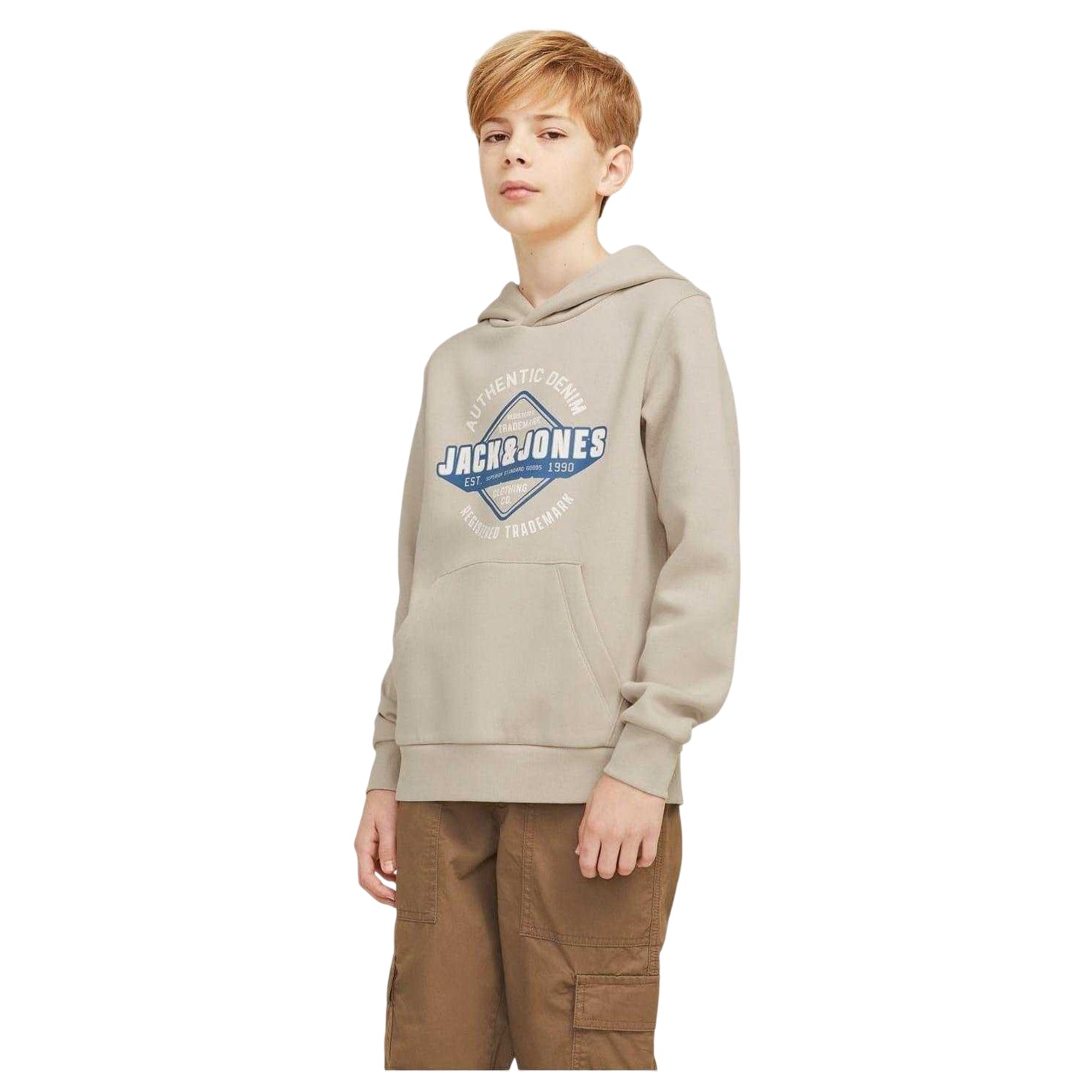 Moonbeam - Front - Jack And Jones Boys Logo Cotton Blend Sweatshirt