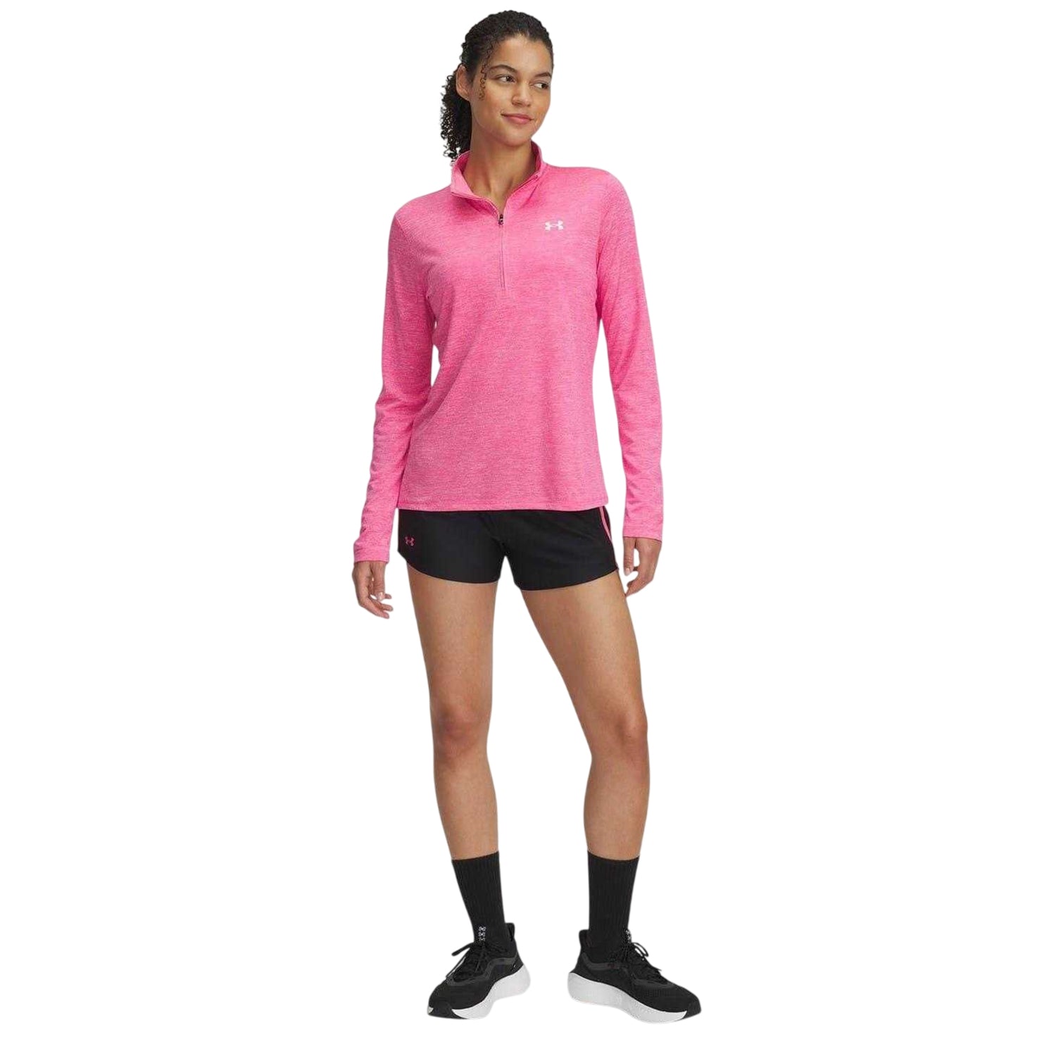 Black - Side - Under Armour Womens-Ladies Play Up Shorts