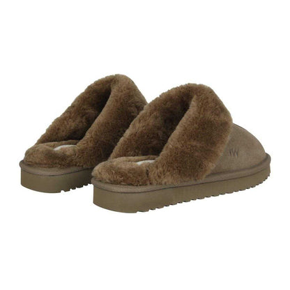 Dark Khaki - Back - Jack Wills Womens-Ladies Suede Faux Fur Lined Mule Slippers