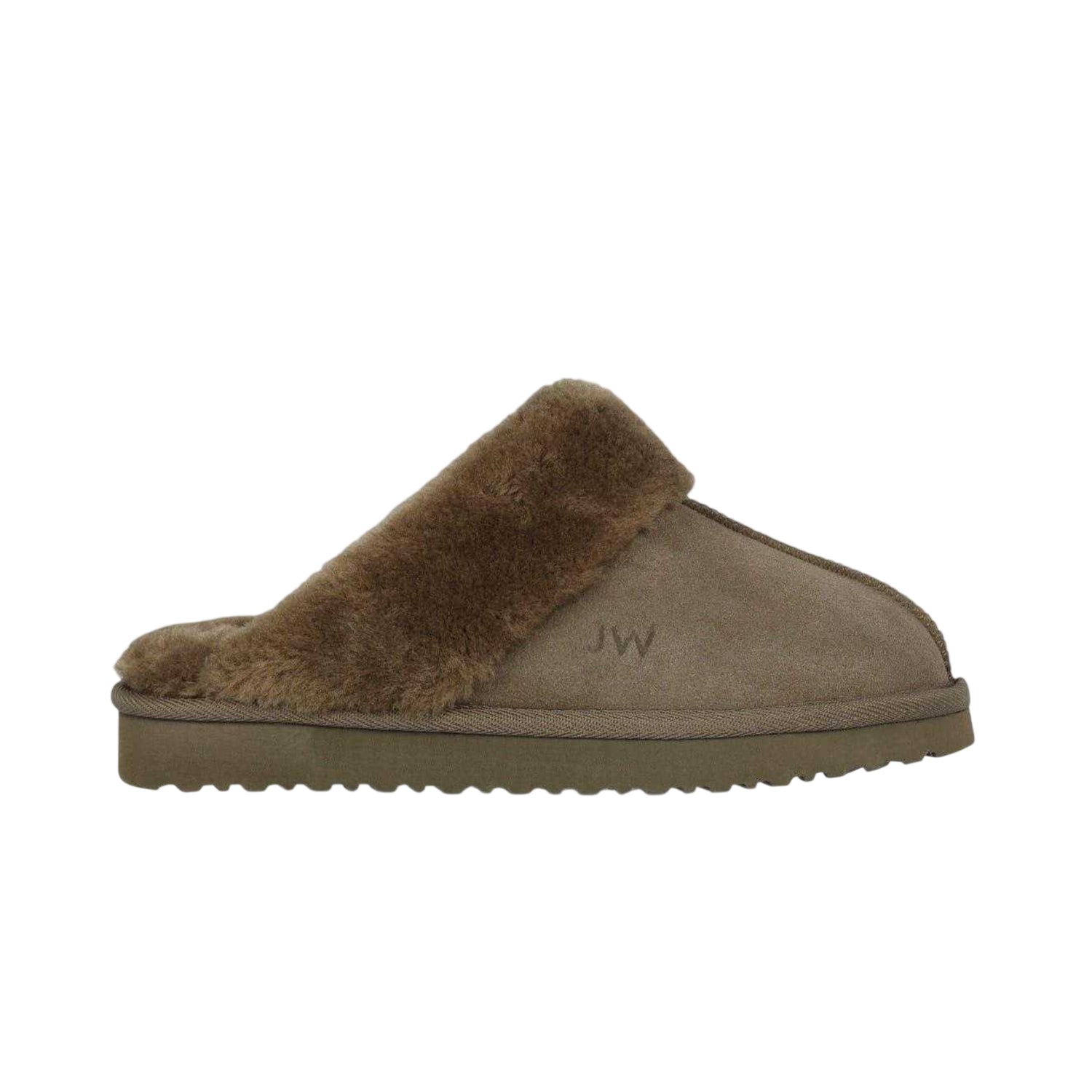 Dark Khaki - Lifestyle - Jack Wills Womens-Ladies Suede Faux Fur Lined Mule Slippers