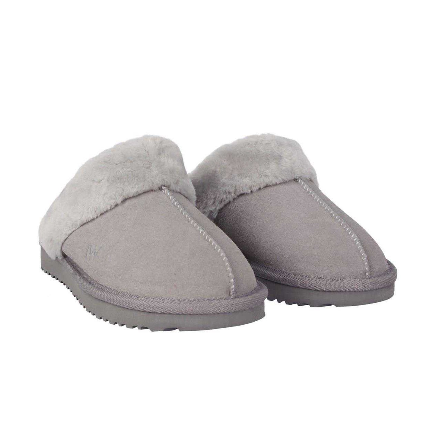 Grey - Front - Jack Wills Womens-Ladies Suede Faux Fur Lined Mule Slippers