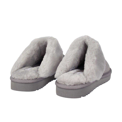 Grey - Back - Jack Wills Womens-Ladies Suede Faux Fur Lined Mule Slippers