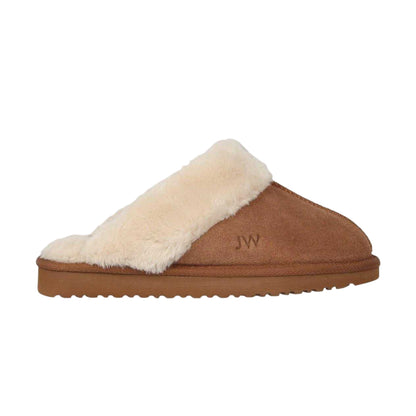 Tan - Lifestyle - Jack Wills Womens-Ladies Suede Faux Fur Lined Mule Slippers