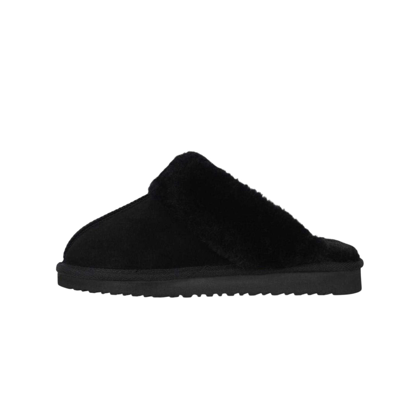 Black - Side - Jack Wills Womens-Ladies Suede Faux Fur Lined Mule Slippers