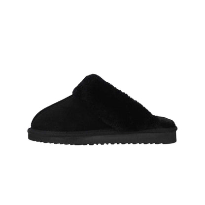 Black - Side - Jack Wills Womens-Ladies Suede Faux Fur Lined Mule Slippers