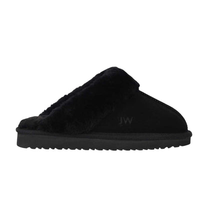 Black - Lifestyle - Jack Wills Womens-Ladies Suede Faux Fur Lined Mule Slippers